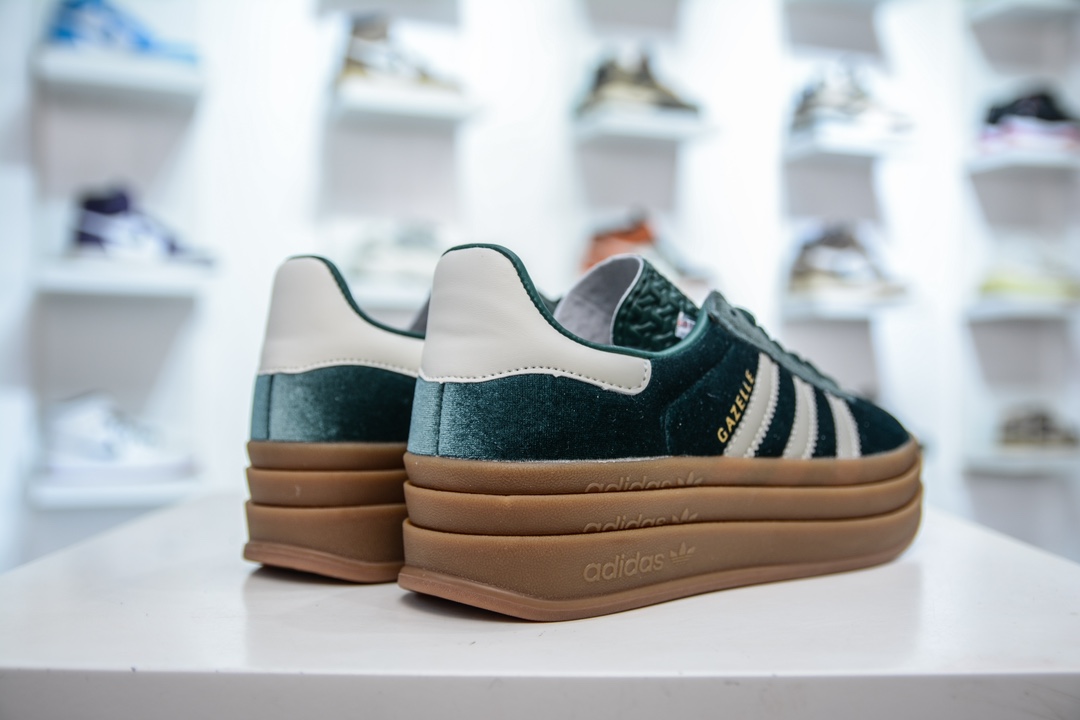 阿迪达斯Adidas Originals Gazelle Bold 羚羊松糕鞋 三层底低帮耐磨厚底增高粉色女子板鞋 IG4391