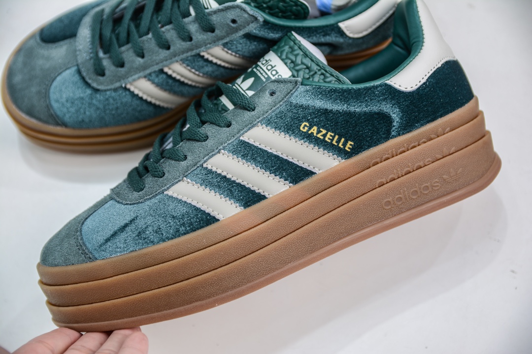 阿迪达斯Adidas Originals Gazelle Bold 羚羊松糕鞋 三层底低帮耐磨厚底增高粉色女子板鞋 IG4391