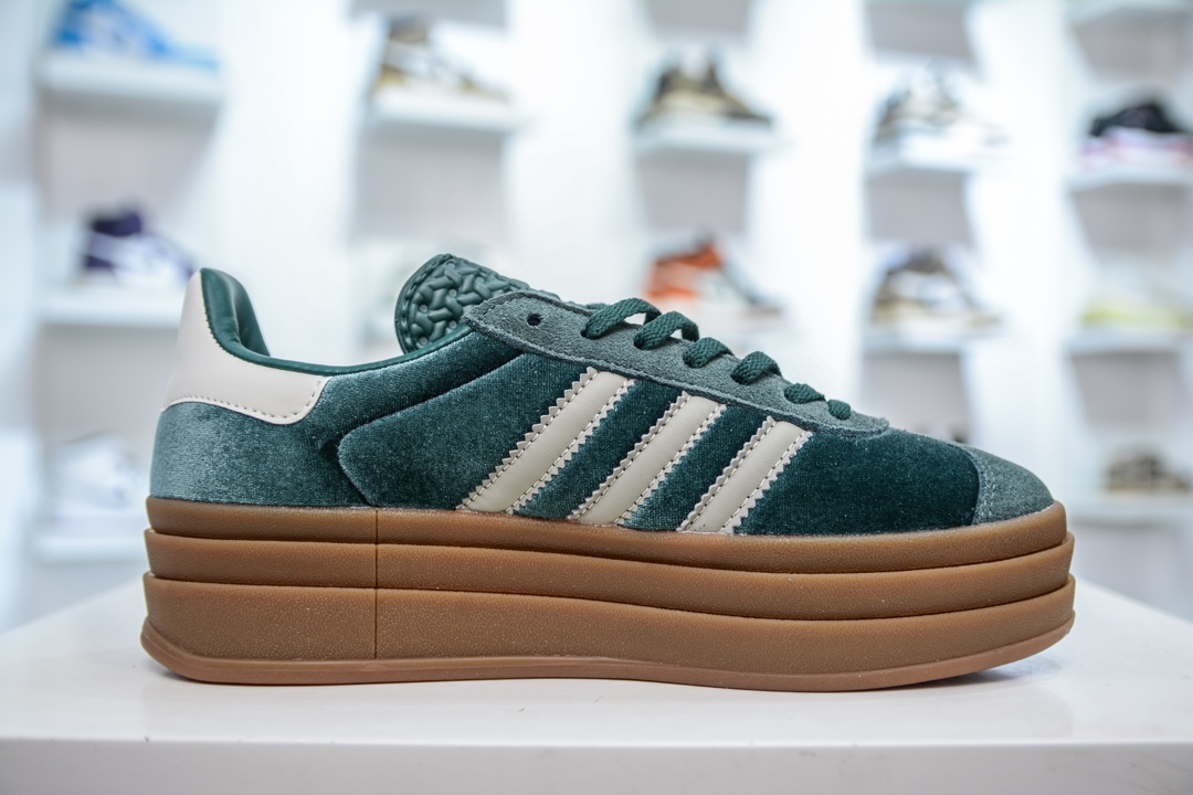 阿迪达斯Adidas Originals Gazelle Bold 羚羊松糕鞋 三层底低帮耐磨厚底增高粉色女子板鞋 IG4391