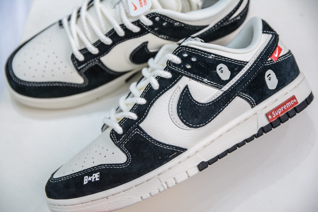 Nike SB Dunk Low“Supreme X BAPE三方联名 黑白双勾 MM1089-018
