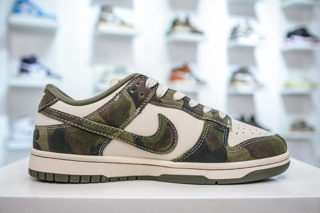 Nike SB Dunk Low x BAPE 猿人头联名-米白迷彩军绿 CH6336-230