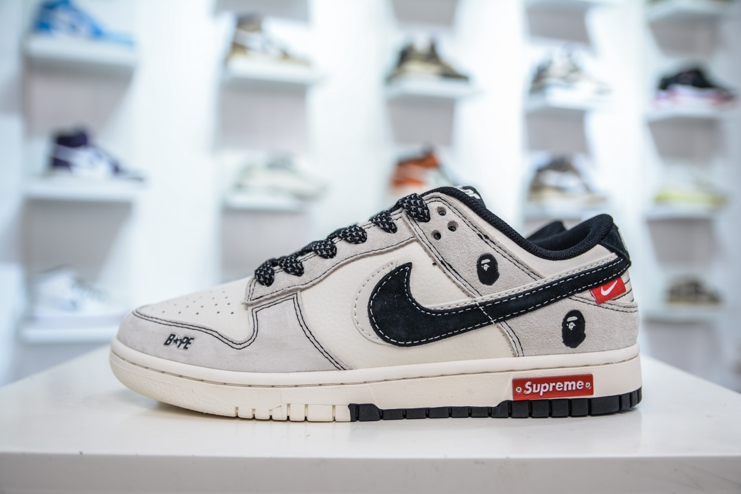 Nike SB Dunk Low x Supreme X BAPE 白黑双钩满天星 MM1089-017