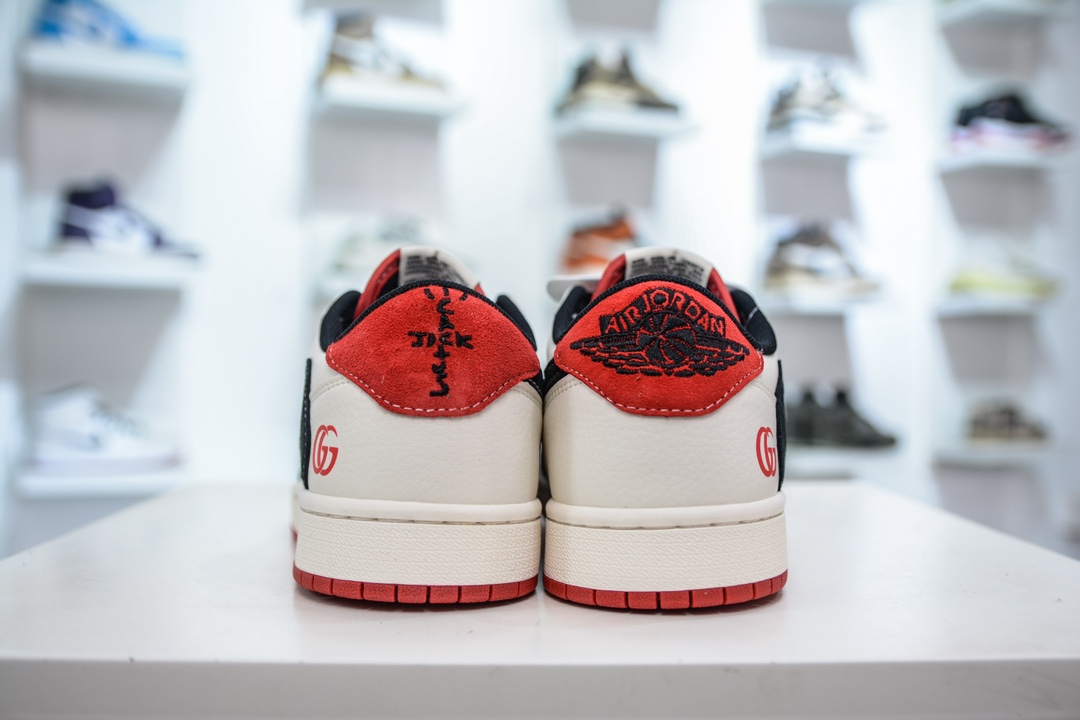 TS x Air Jordan AJ1 Low x Gucci 倒钩低帮联名定制配色 古驰联名-黑白红 XY2688-123