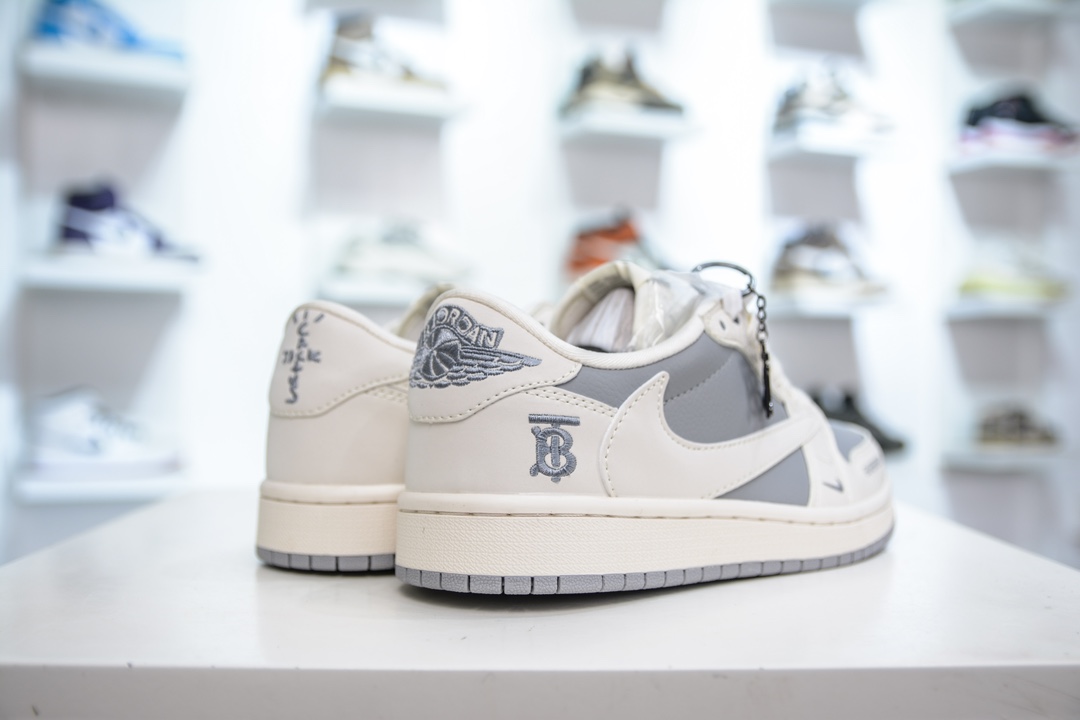 Travis Scott x Nike Air Jordan 1 Low x Burbrry 巴宝莉联名-白灰 BB6588-315