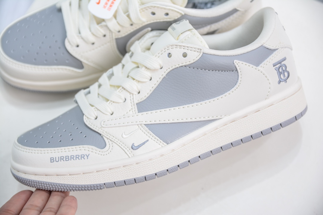 Travis Scott x Nike Air Jordan 1 Low x Burbrry 巴宝莉联名-白灰 BB6588-315