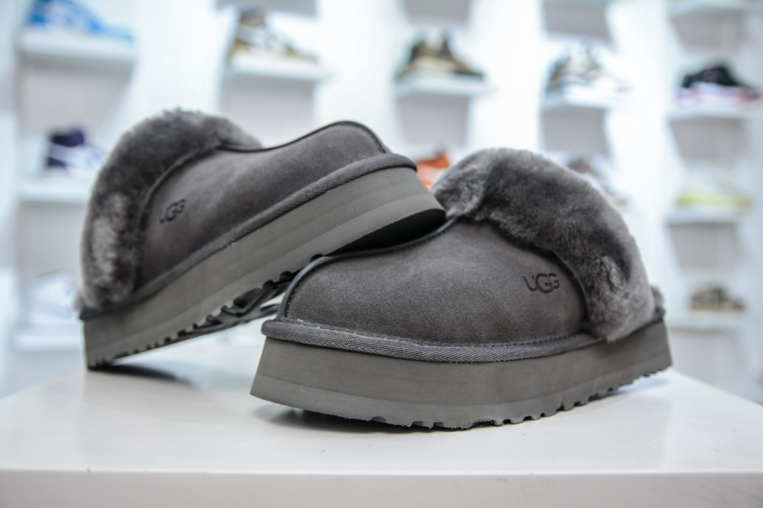 UGG W Disquette Slipper Chestnut 蒂茨库特系列加厚款穆勒风包头舒适露跟半拖鞋