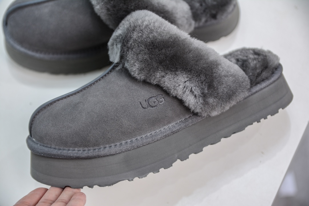 UGG W Disquette Slipper Chestnut 蒂茨库特系列加厚款穆勒风包头舒适露跟半拖鞋