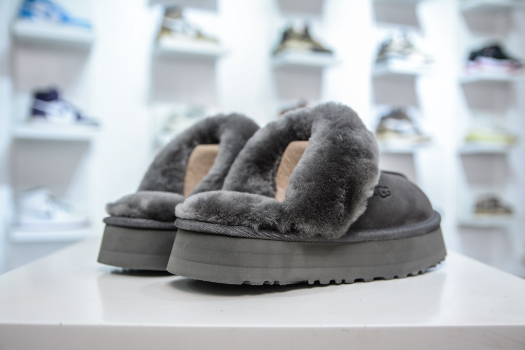 UGG W Disquette Slipper Chestnut 蒂茨库特系列加厚款穆勒风包头舒适露跟半拖鞋