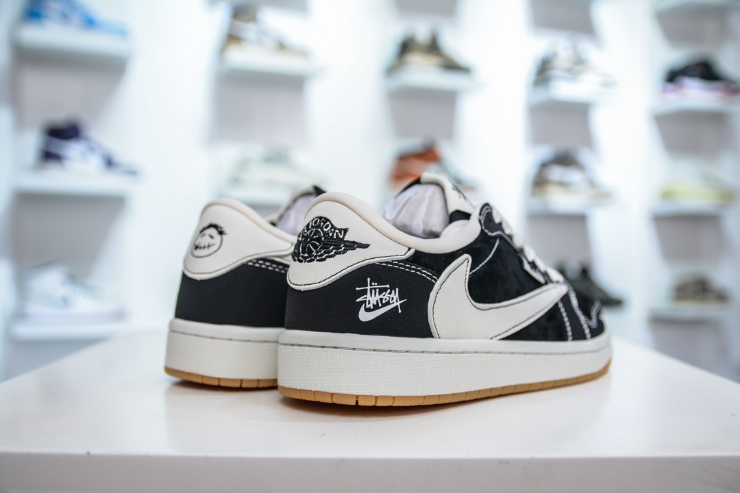 TS x Air Jordan AJ1 Low X Stussy 倒钩低帮联名斯图西-黑白生胶 JH6089-004