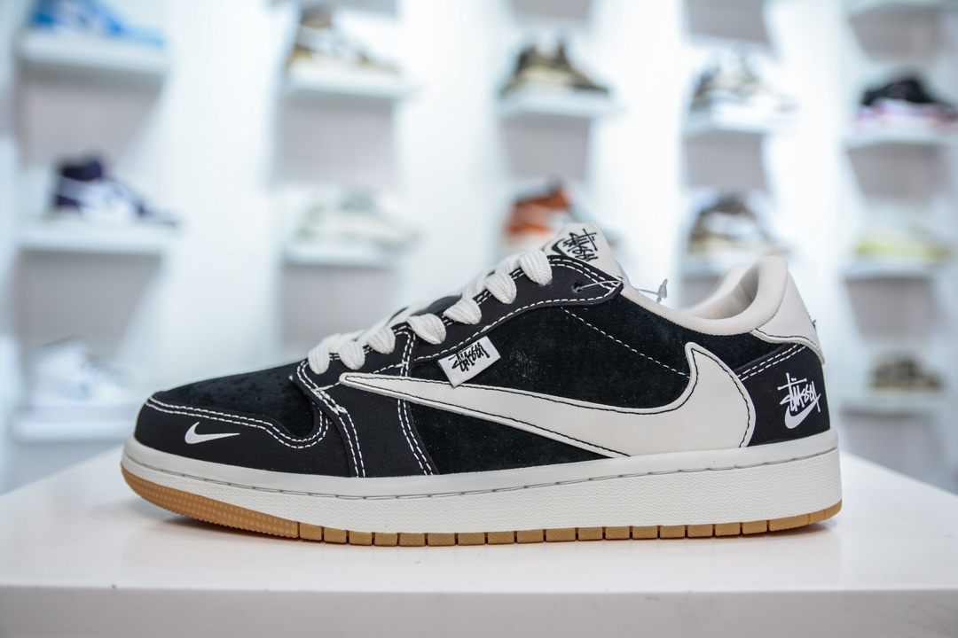 TS x Air Jordan AJ1 Low X Stussy 倒钩低帮联名斯图西-黑白生胶 JH6089-004