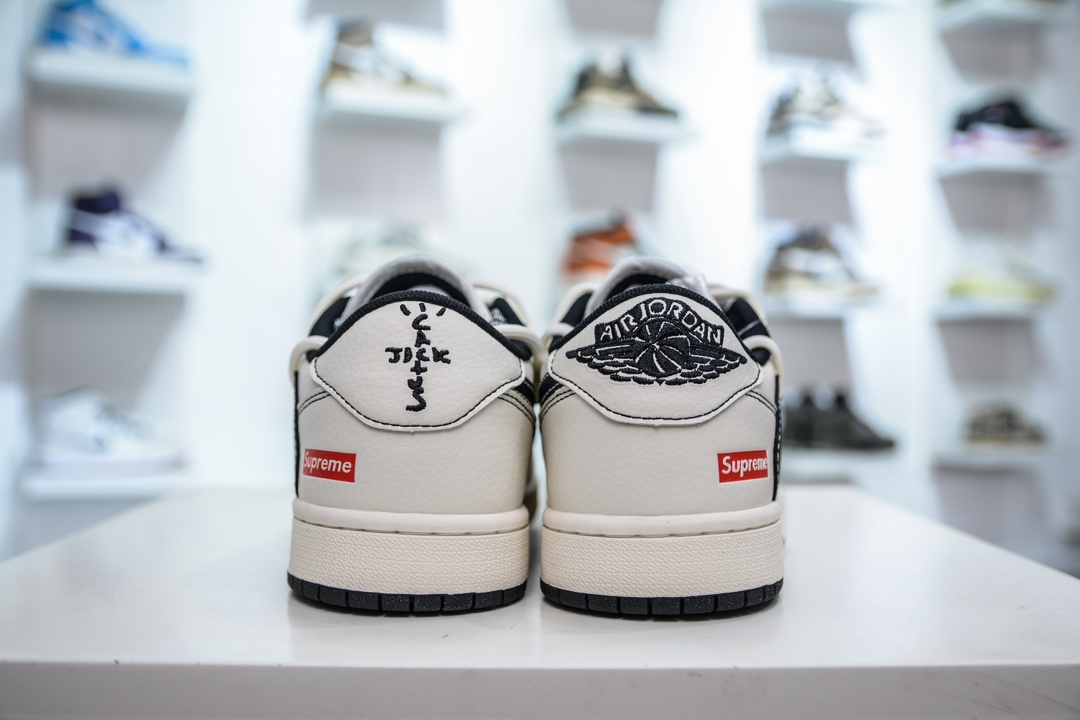 Travis Scott x Nike Air Jordan 1 Low x Supreme 白黑红绑带 SJ0086-134