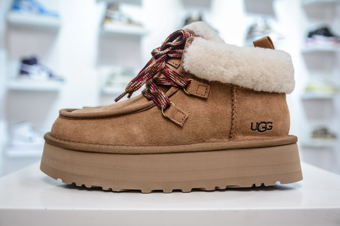 UGG W Funkarra Cabin Cuff Slipper 凡卡拉系列经典加厚款松糕迷你短筒休闲百搭厚底短靴 栗色 1143954