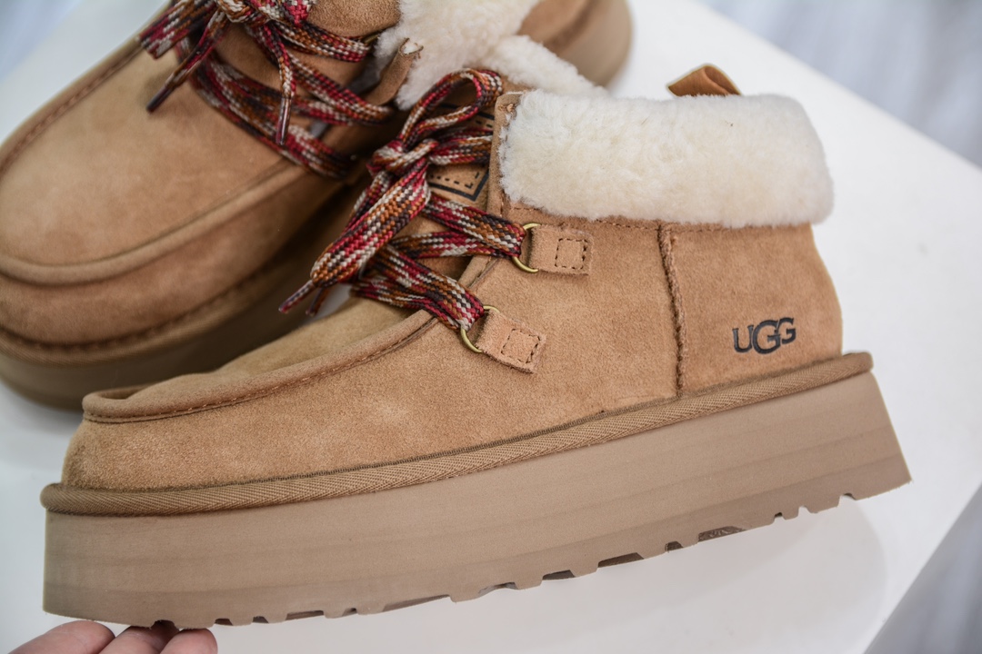 UGG W Funkarra Cabin Cuff Slipper 凡卡拉系列经典加厚款松糕迷你短筒休闲百搭厚底短靴 栗色 1143954