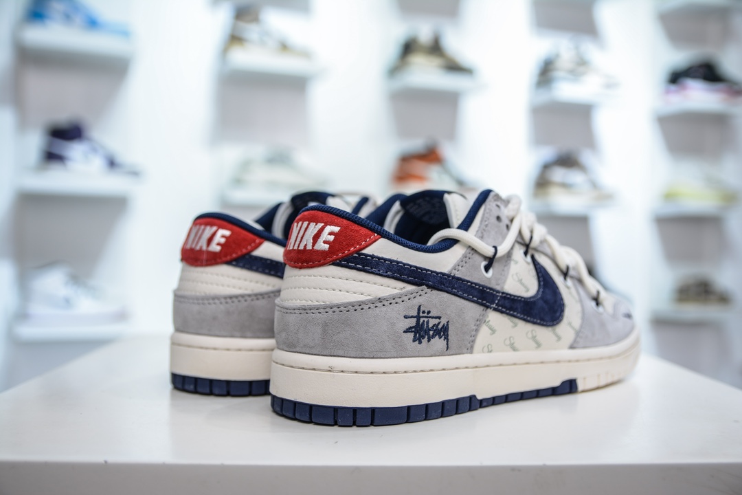 Nike SB Dunk Low X Stussy 斯图西联名-绑带米灰藏蓝勾 SJ2068-308