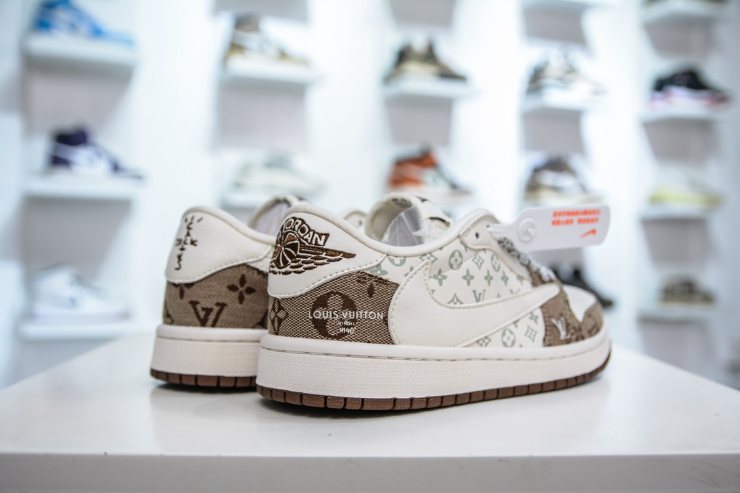 TS x Air Jordan 1 x Louis Vuitton LV联名-白褐印花 SJ2068-102