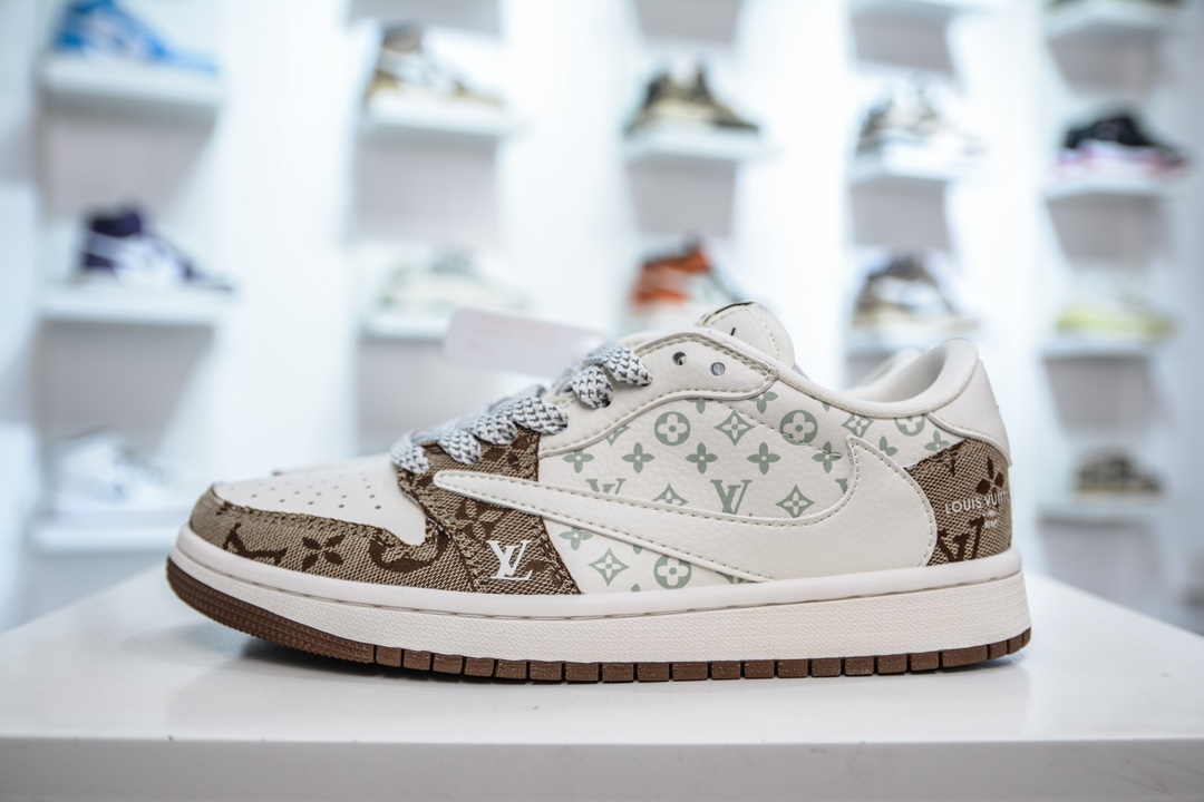 TS x Air Jordan 1 x Louis Vuitton LV联名-白褐印花 SJ2068-102