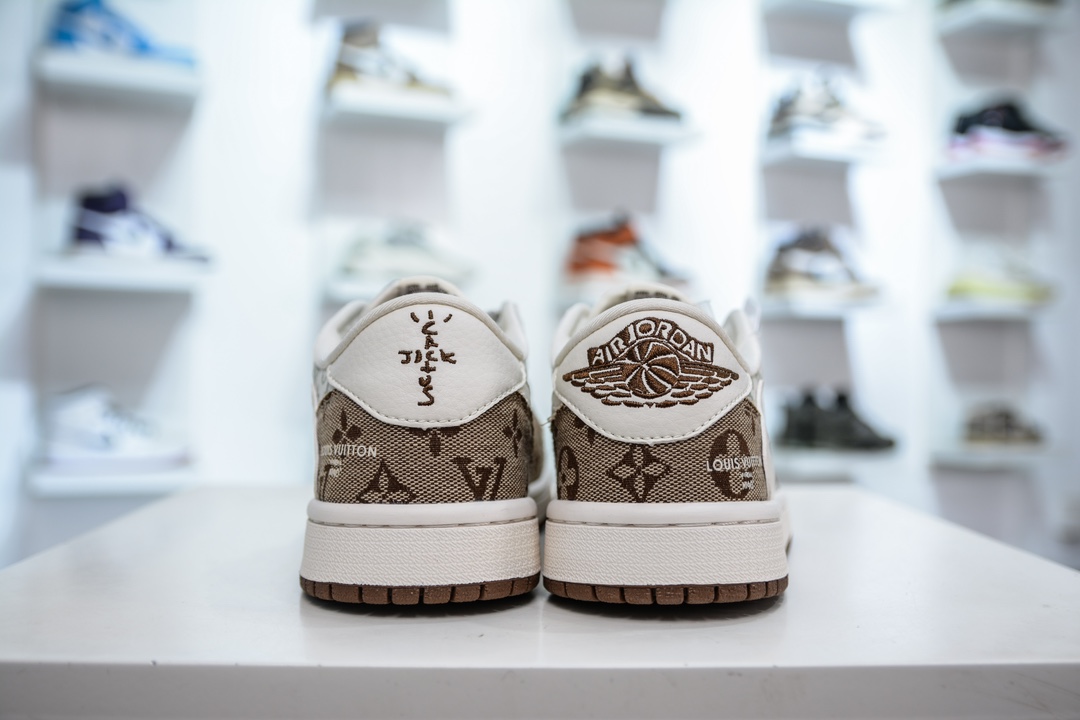 TS x Air Jordan 1 x Louis Vuitton LV联名-白褐印花 SJ2068-102