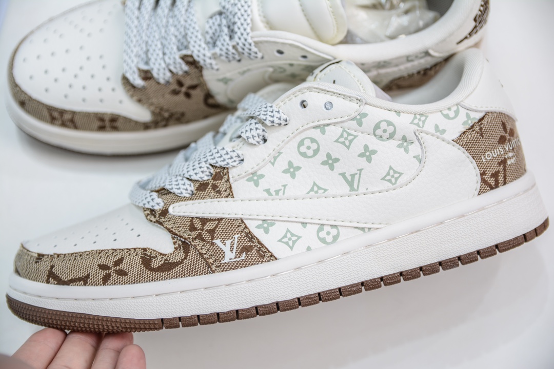 TS x Air Jordan 1 x Louis Vuitton LV联名-白褐印花 SJ2068-102