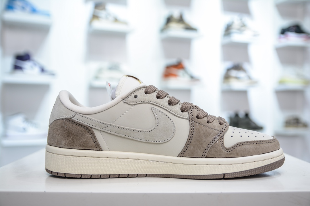 TS x Air Jordan AJ1 Low X Stussy 倒钩低帮联名斯图西定制配色 米白浅棕 JH6089-001