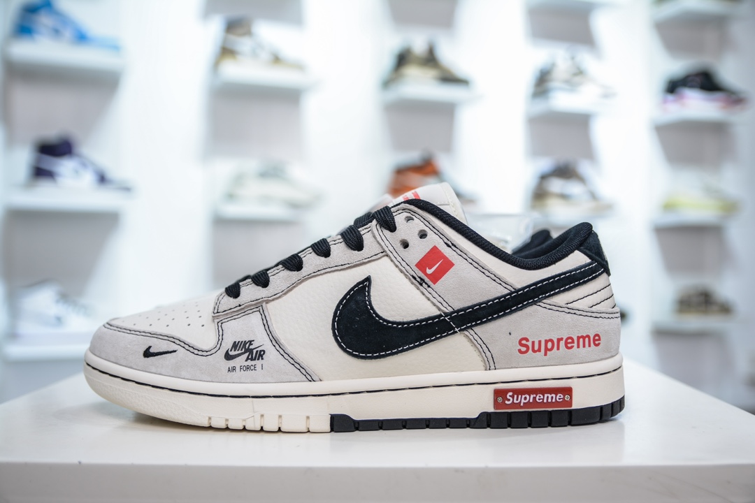 Nike SB Dunk Low x Supreme SUP联名- 灰白黑勾 MM1089-019