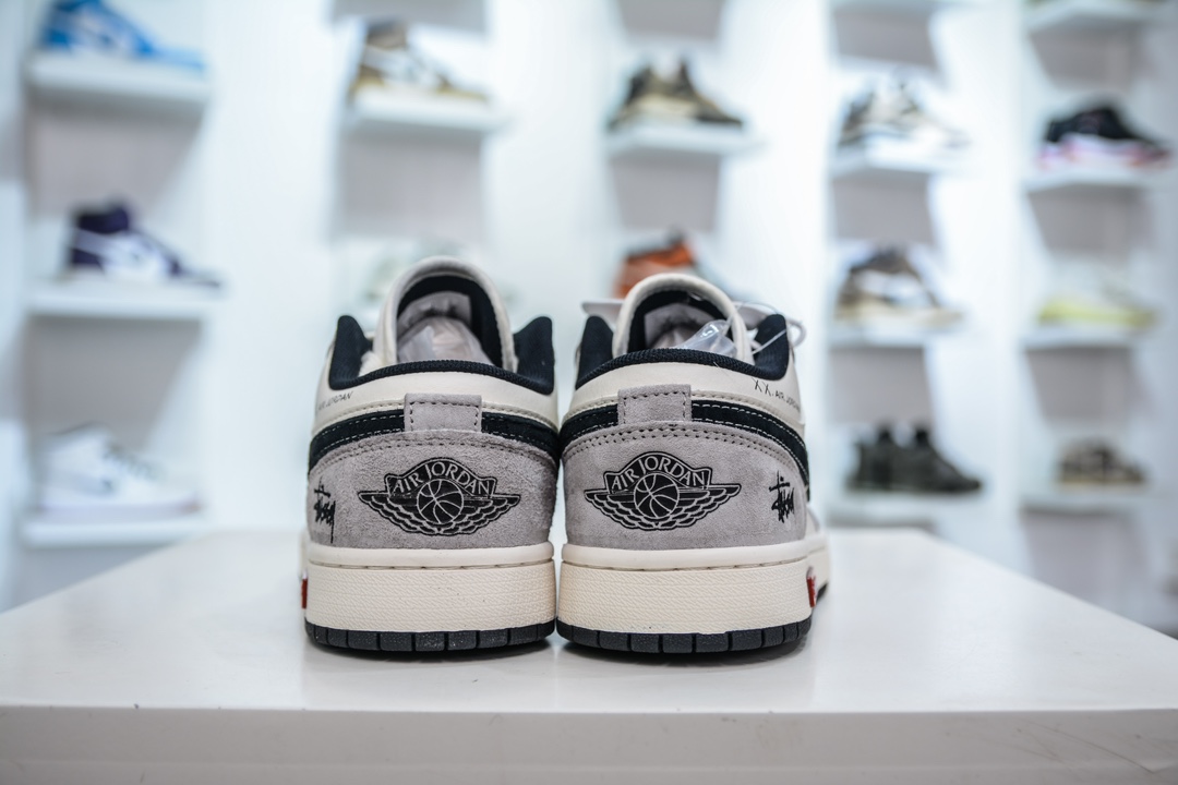 Air Jordan 1 Retro Low x Stussy x Supreme 斯图西联名-白灰黑勾 SJ9950-034