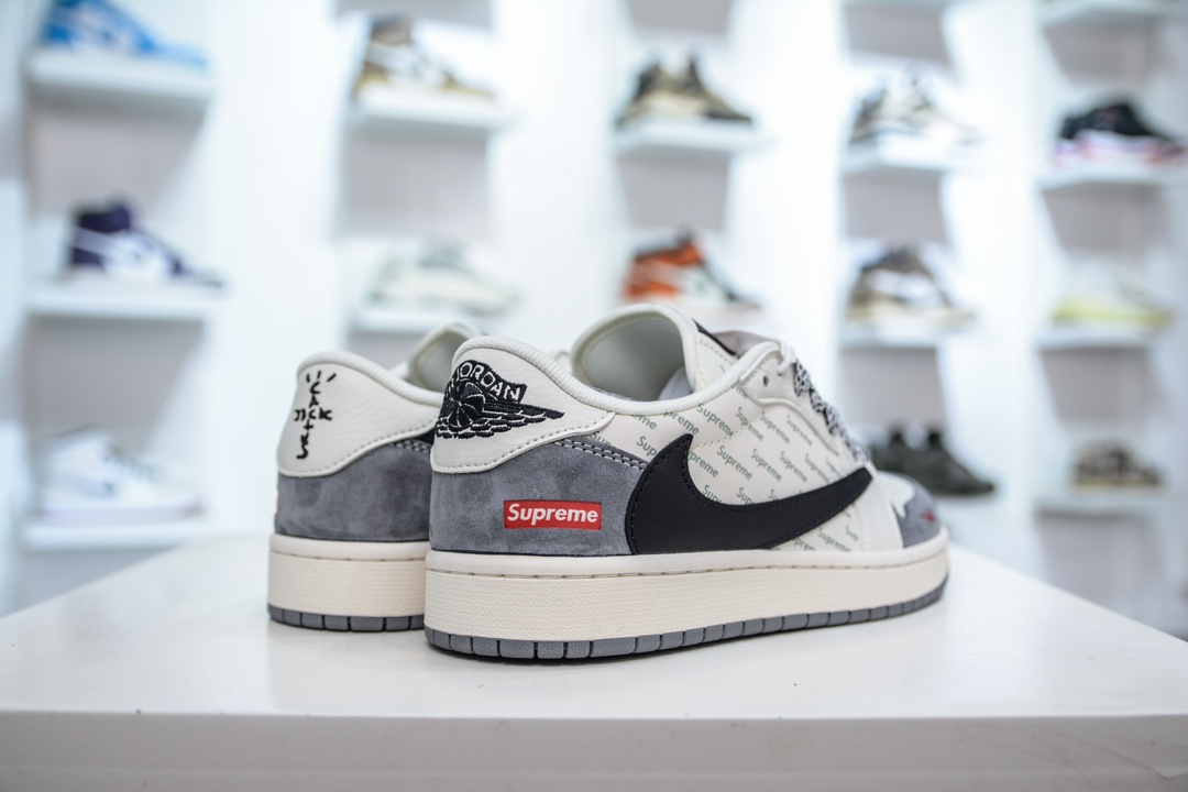 TS x Air Jordan AJ1 Low X Supreme 倒钩低帮SUP联名-灰白黑勾 XY2688-120