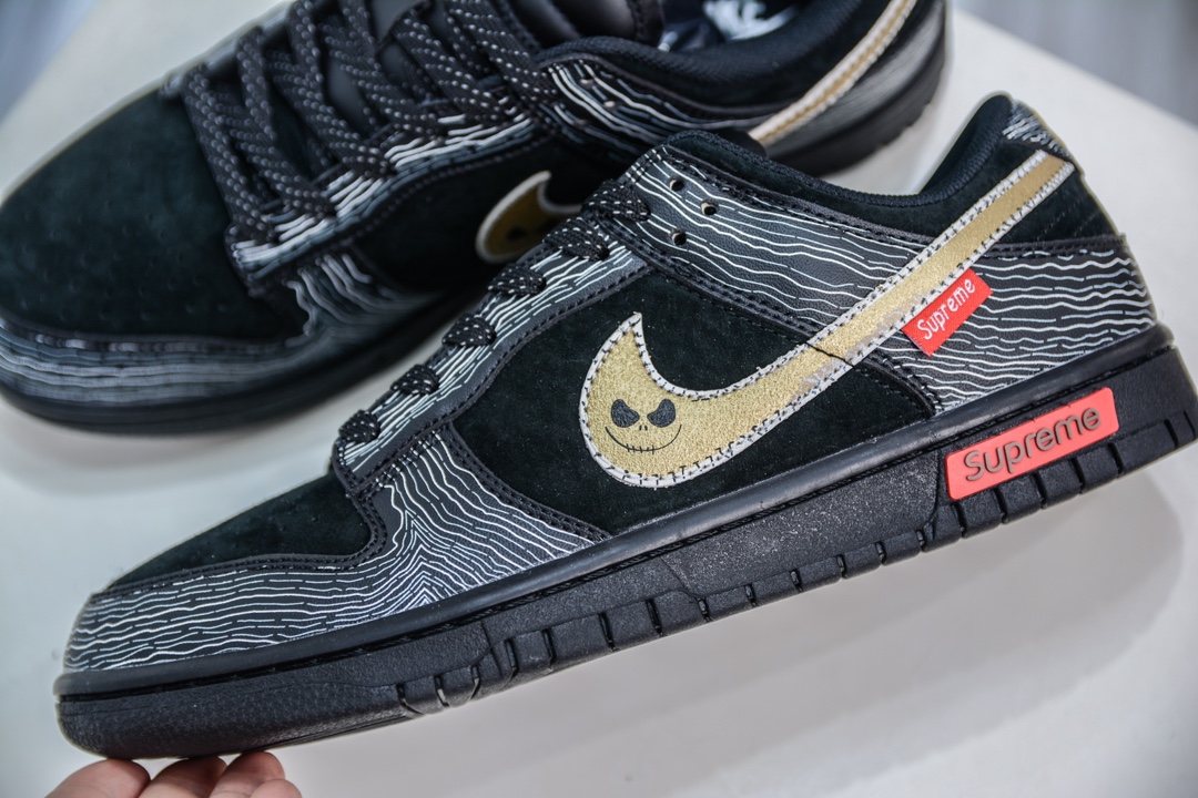 Supreme x Nk SB Dunk Low 周年高端定制联名-扭曲世界黑灰鬼脸 XD6188-025