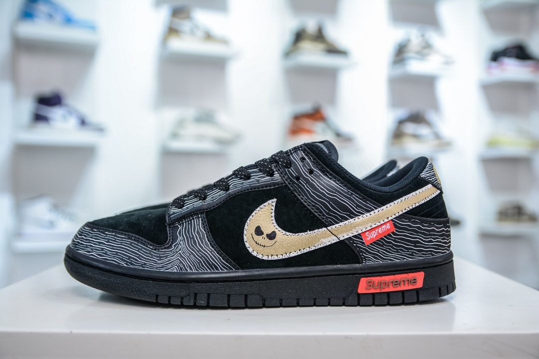 Supreme x Nk SB Dunk Low 周年高端定制联名-扭曲世界黑灰鬼脸 XD6188-025