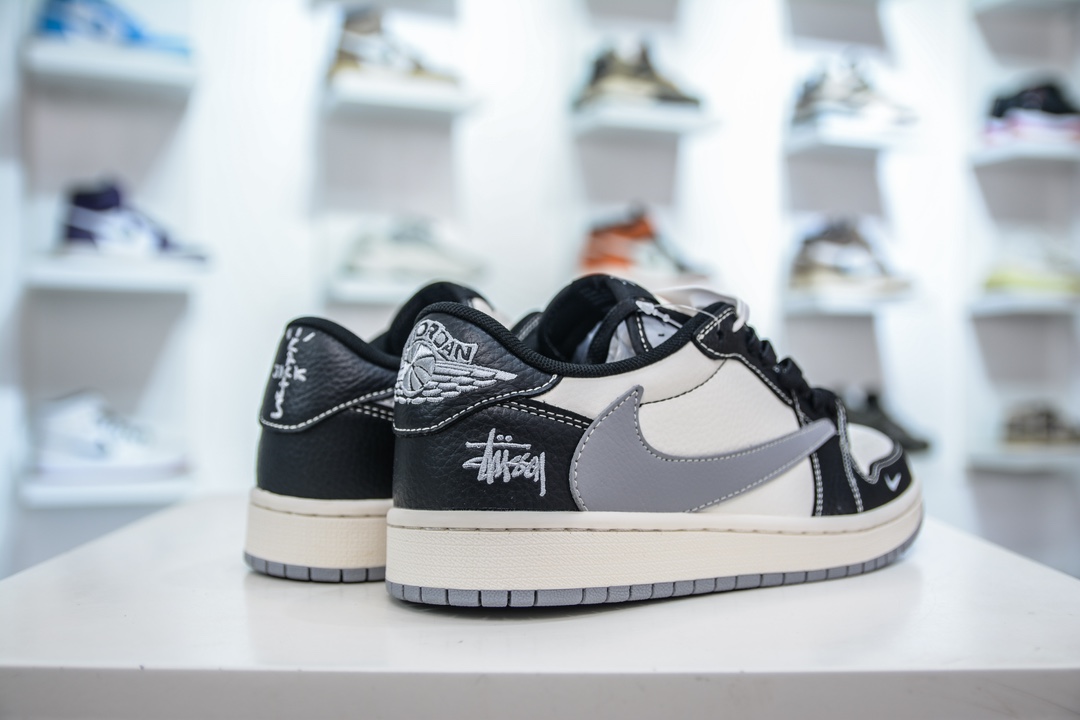 TS x Air Jordan AJ1 Low X Stussy 倒钩低帮斯图西联名-白灰黑 XZ5168-001