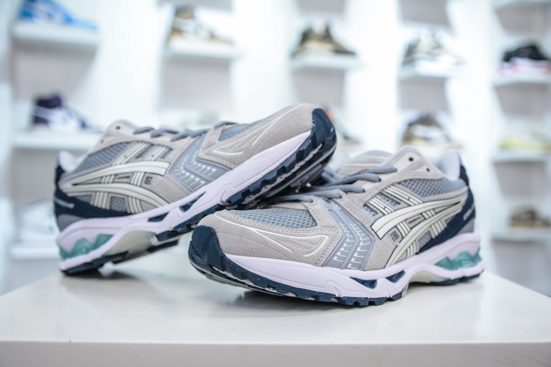 X版纯原 亚瑟士/ASICS Gel Kayano 14”Cream Denim Blue”卡亚诺14代系列麂皮款轻量缓震休闲运动跑步鞋 1201A161-021