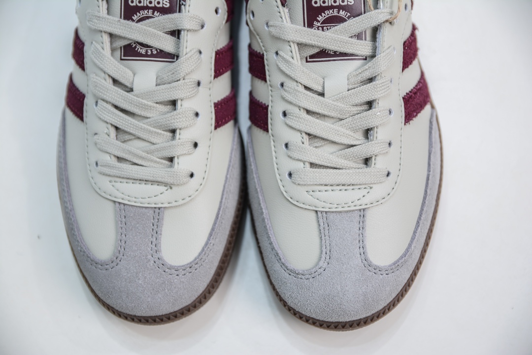 AY纯原 Adidas Originals Samba OG”Putty Grey Maroon”桑巴舞系列绅士德训足球风百搭低帮休闲运动板鞋 ID1482