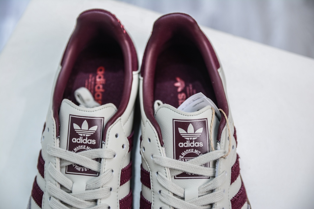 AY纯原 Adidas Originals Samba OG”Putty Grey Maroon”桑巴舞系列绅士德训足球风百搭低帮休闲运动板鞋 ID1482