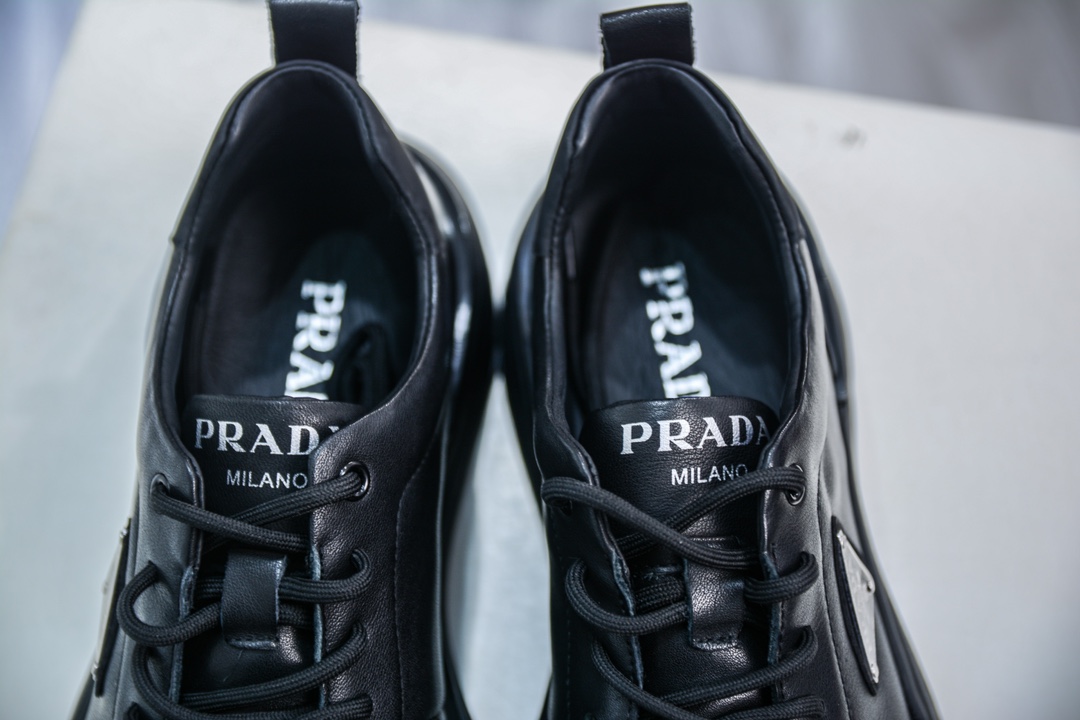 Prada Men's Leather Lace-Up Sneakers - Thick Sole, Casual, Trendy Style 8 i1733413951 1128 3