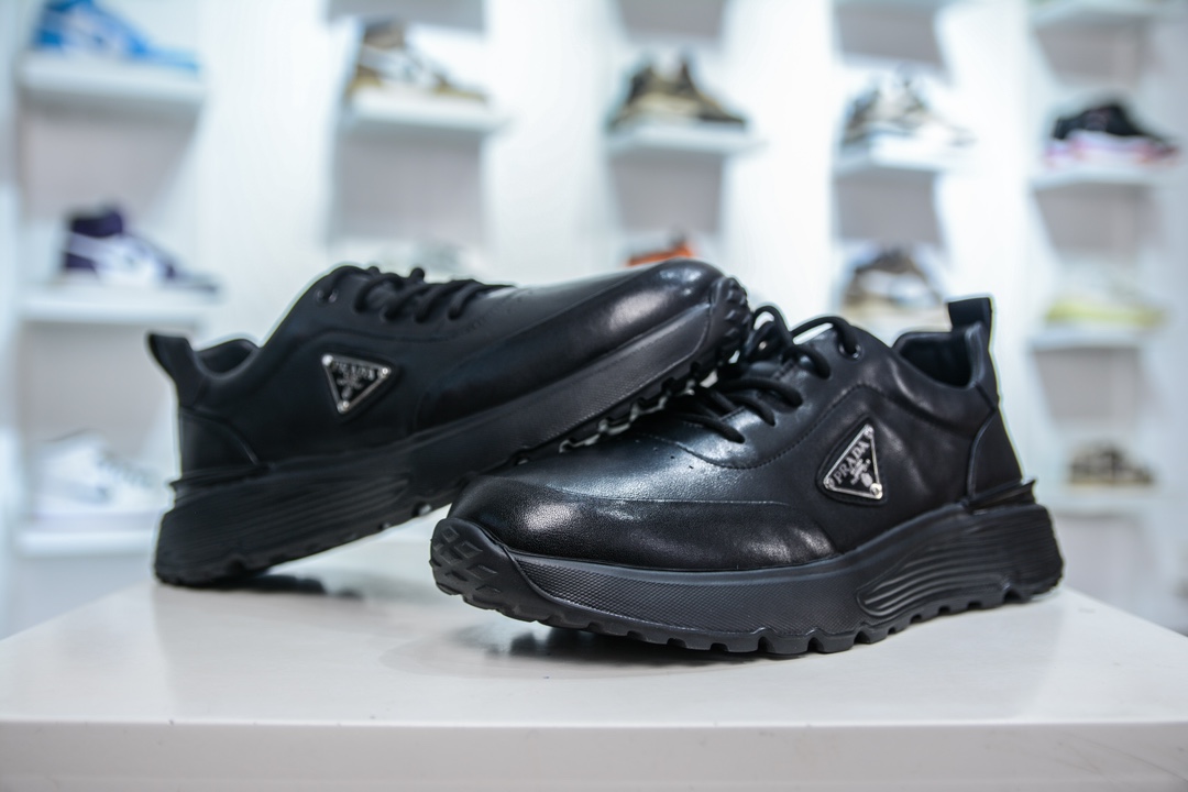 Prada Men's Leather Lace-Up Sneakers - Thick Sole, Casual, Trendy Style 4 i1733413951 803 8