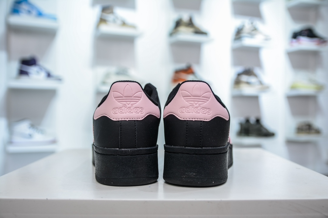 AD Originals Superstar 经典复古贝壳头厚底板鞋 黑粉  IG9777