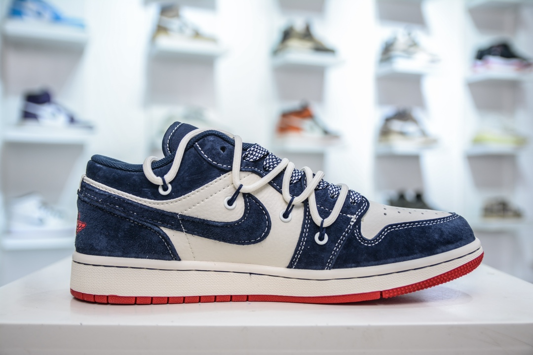 Air Jordan 1 Retro Low x Stussy 斯图西联名-白蓝红绑带  SJ9950-049