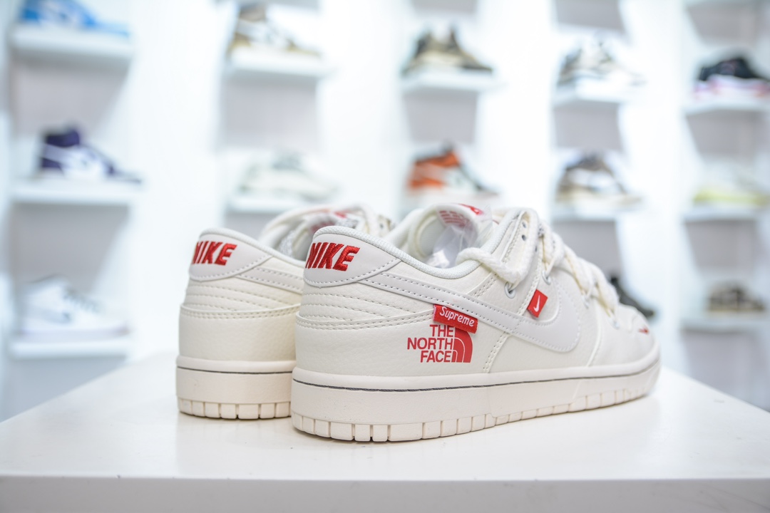 Nike SB Dunk Low x Supreme x The North Face 北面SUP联名-白红小钩绑带  YX5066-229