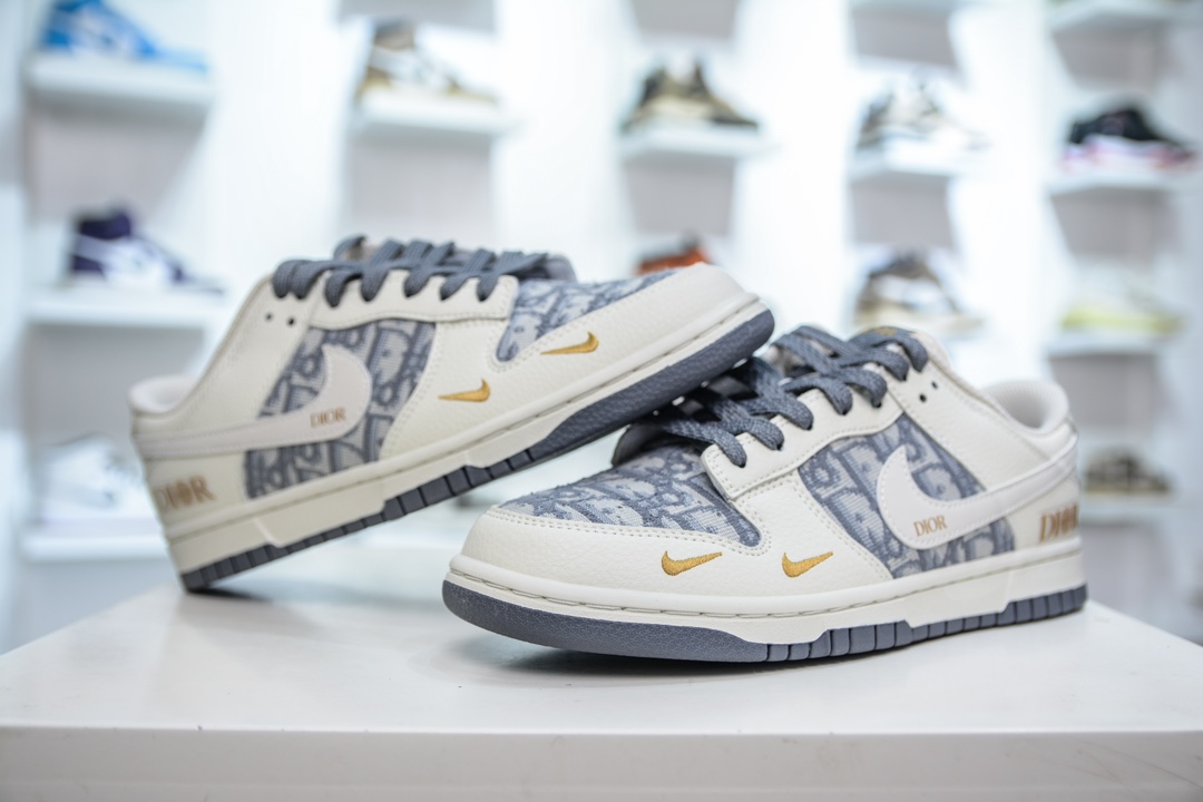 Nike SB Dunk Low x DIOR 迪奥联名-米灰金双小钩  DJ2024-043