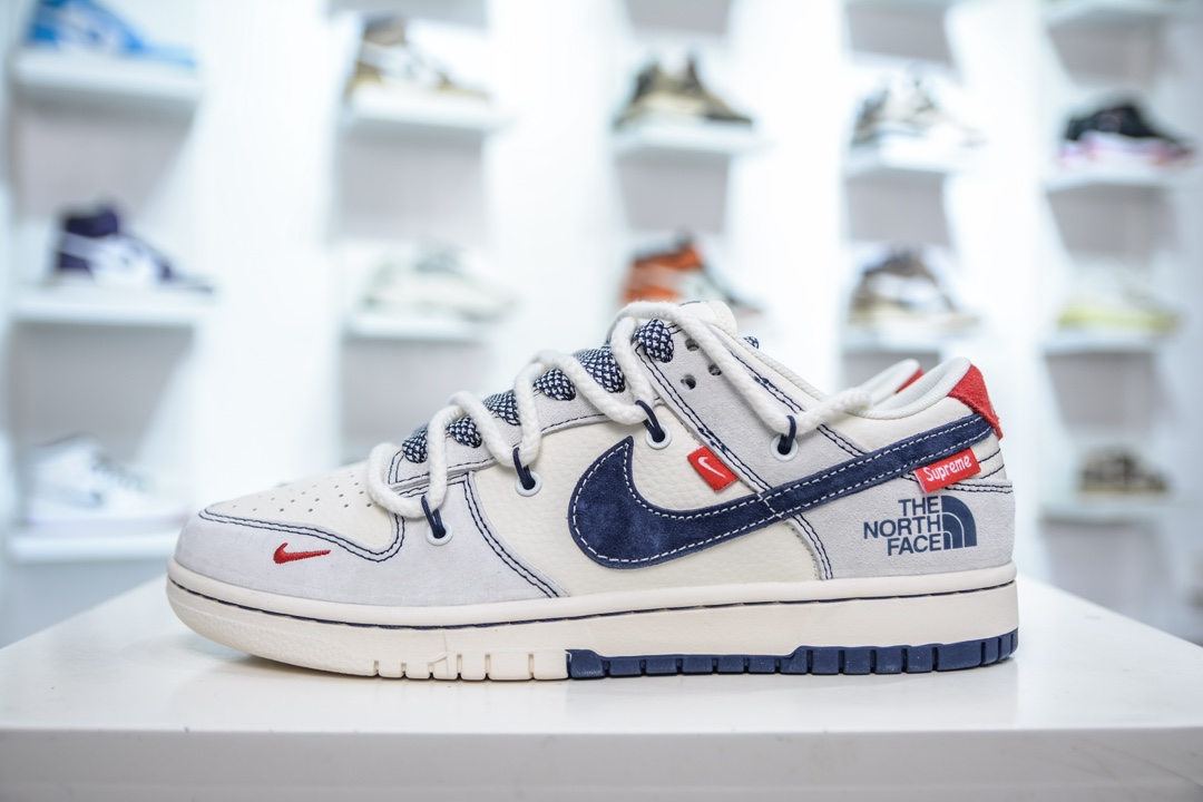 Nike SB Dunk Low x Supreme x The North Face 北面SUP联名-白灰深蓝  YX5066-232