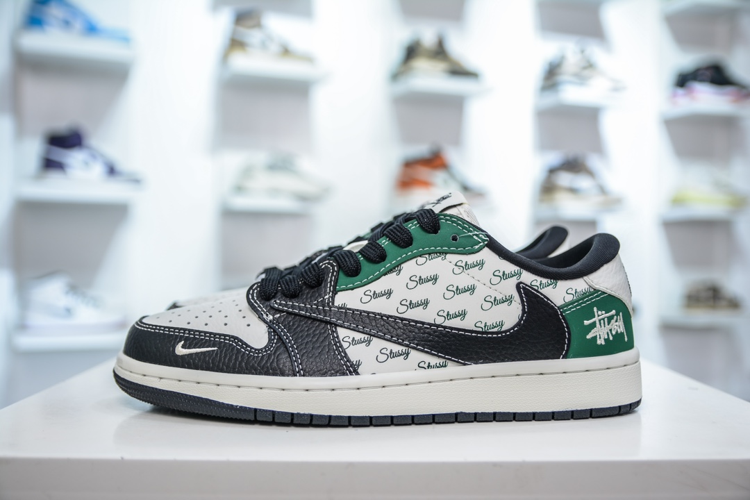 TS x Air Jordan AJ1 Low x Stussy 斯图西联名-黑白绿 AG3702-805