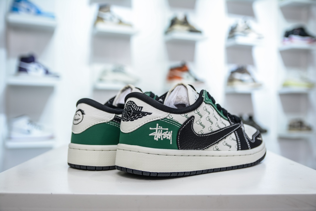 TS x Air Jordan AJ1 Low x Stussy 斯图西联名-黑白绿 AG3702-805