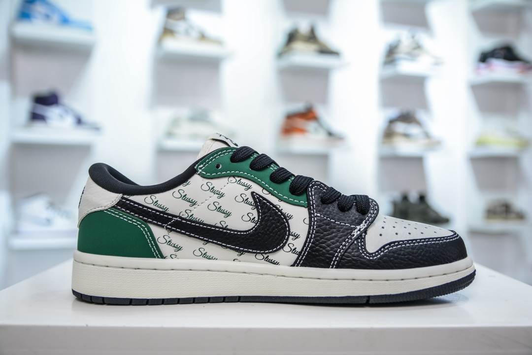 TS x Air Jordan AJ1 Low x Stussy 斯图西联名-黑白绿 AG3702-805