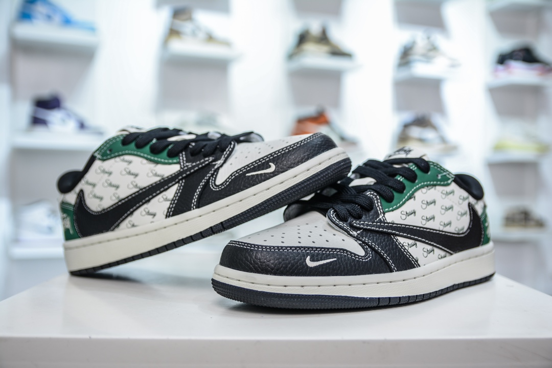 TS x Air Jordan AJ1 Low x Stussy 斯图西联名-黑白绿 AG3702-805