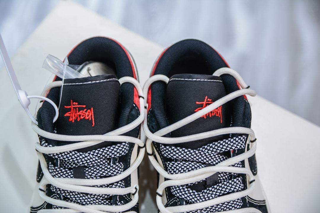 Air Jordan 1 Retro Low x Stussy 斯图西联名-白黑红绑带   SJ9950-048