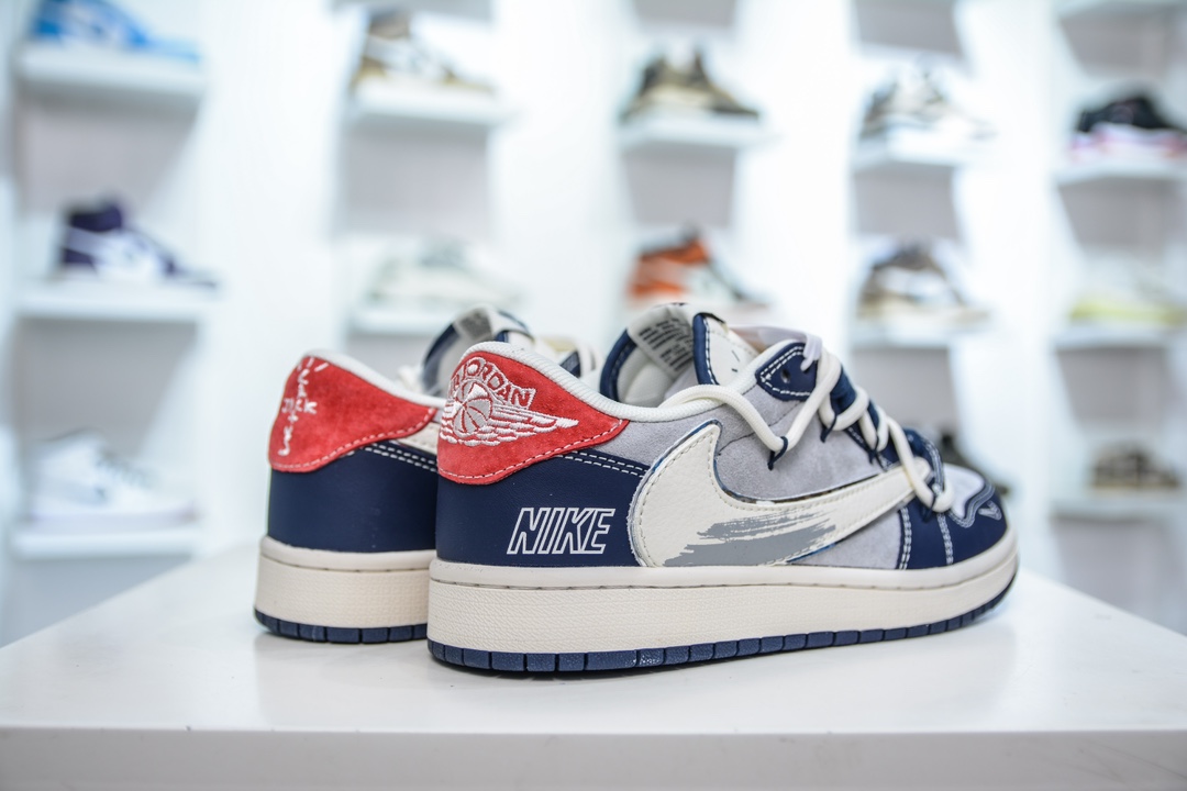 Travis Scott x Nike Air Jordan 1 Low 灰蓝白勾涂鸦  XS3186-203