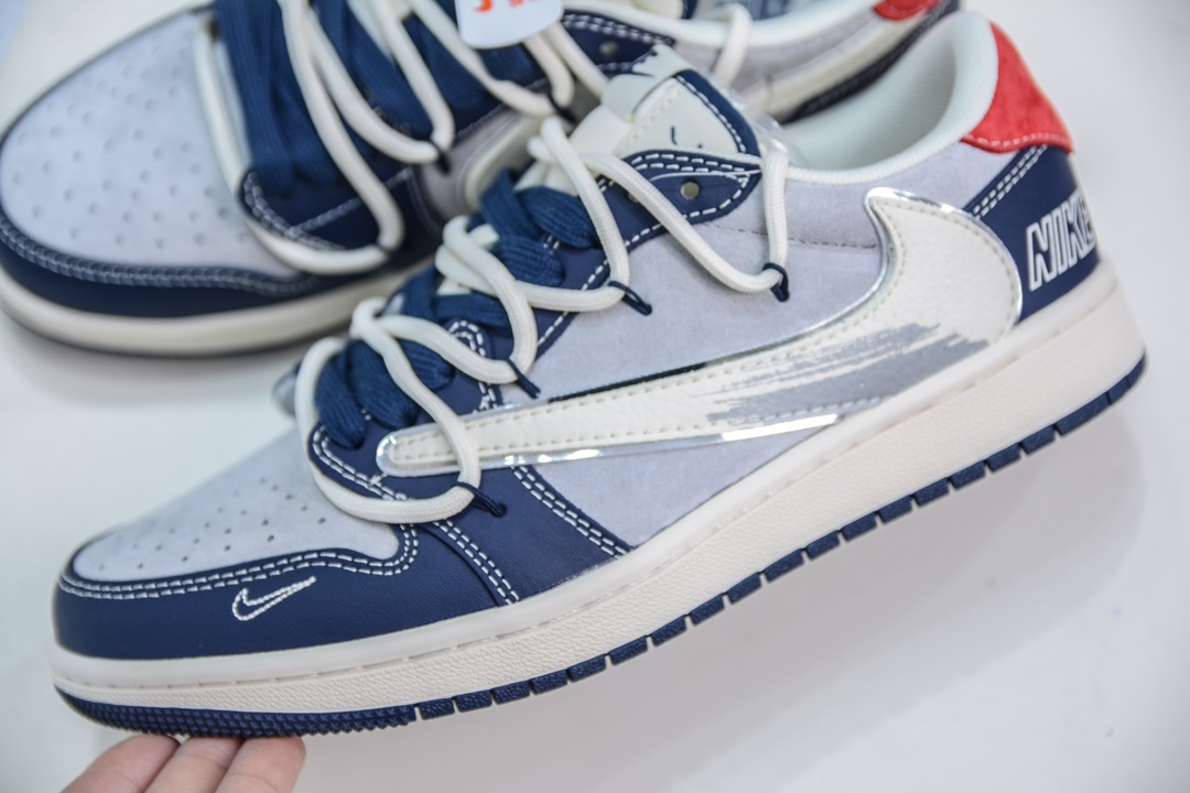 Travis Scott x Nike Air Jordan 1 Low 灰蓝白勾涂鸦  XS3186-203
