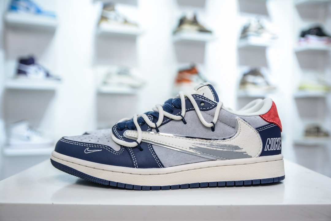 Travis Scott x Nike Air Jordan 1 Low 灰蓝白勾涂鸦  XS3186-203