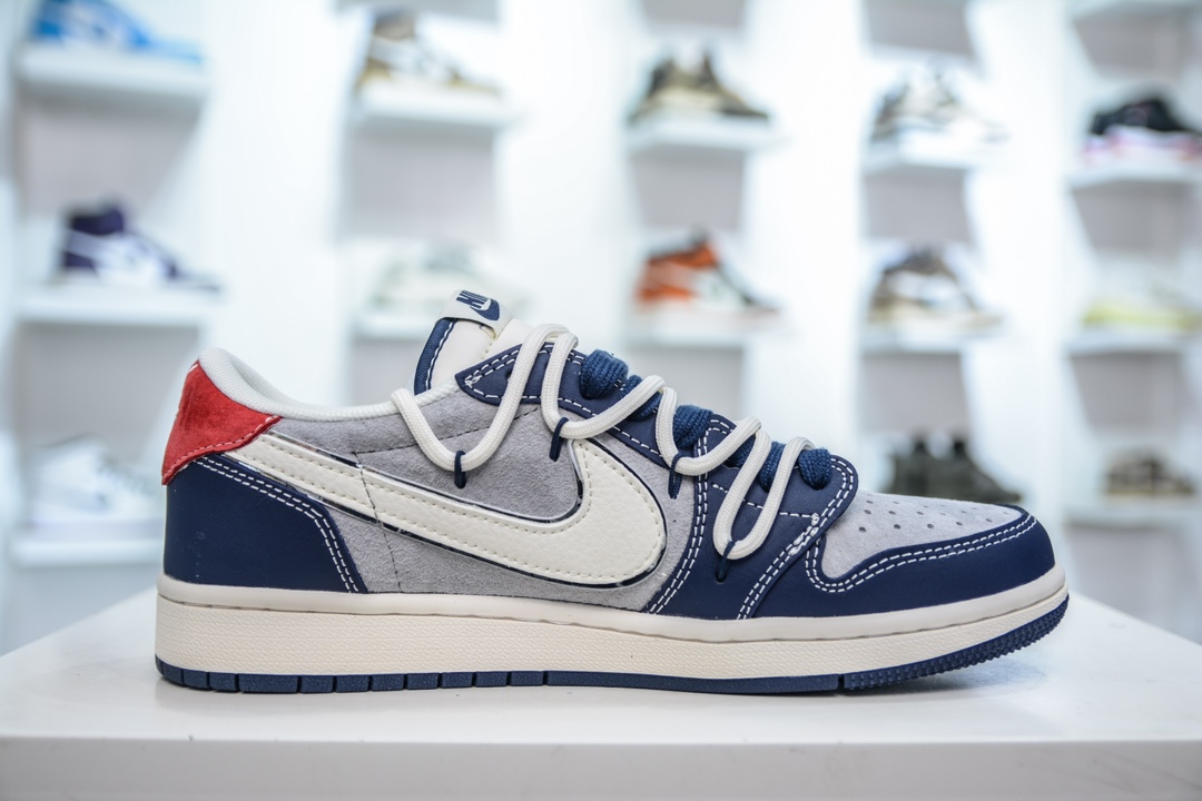 Travis Scott x Nike Air Jordan 1 Low 灰蓝白勾涂鸦  XS3186-203