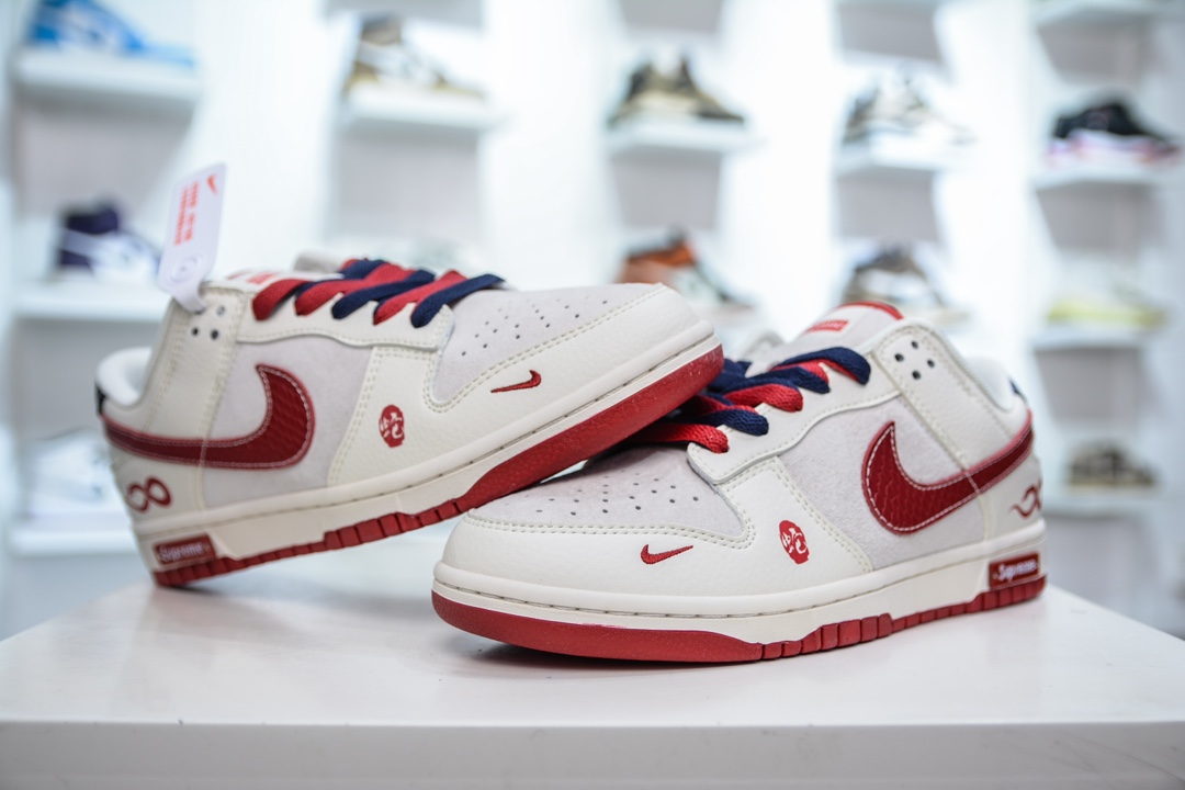 Nike SB Dunk Low x Supreme SUP蛇年限定-米白红   XS1086-015