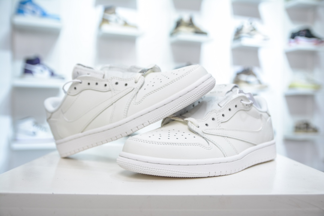 F版 Travis Scott x Air Jordan AJ1 Low OG SP TS联名倒钩低帮 纯白   TD1228-111